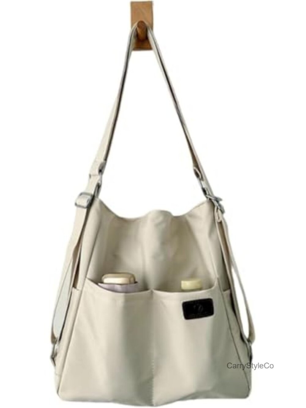 Nylon Convertible 3 Way Backpack Tote Bag Water Resistant 7 Pockets